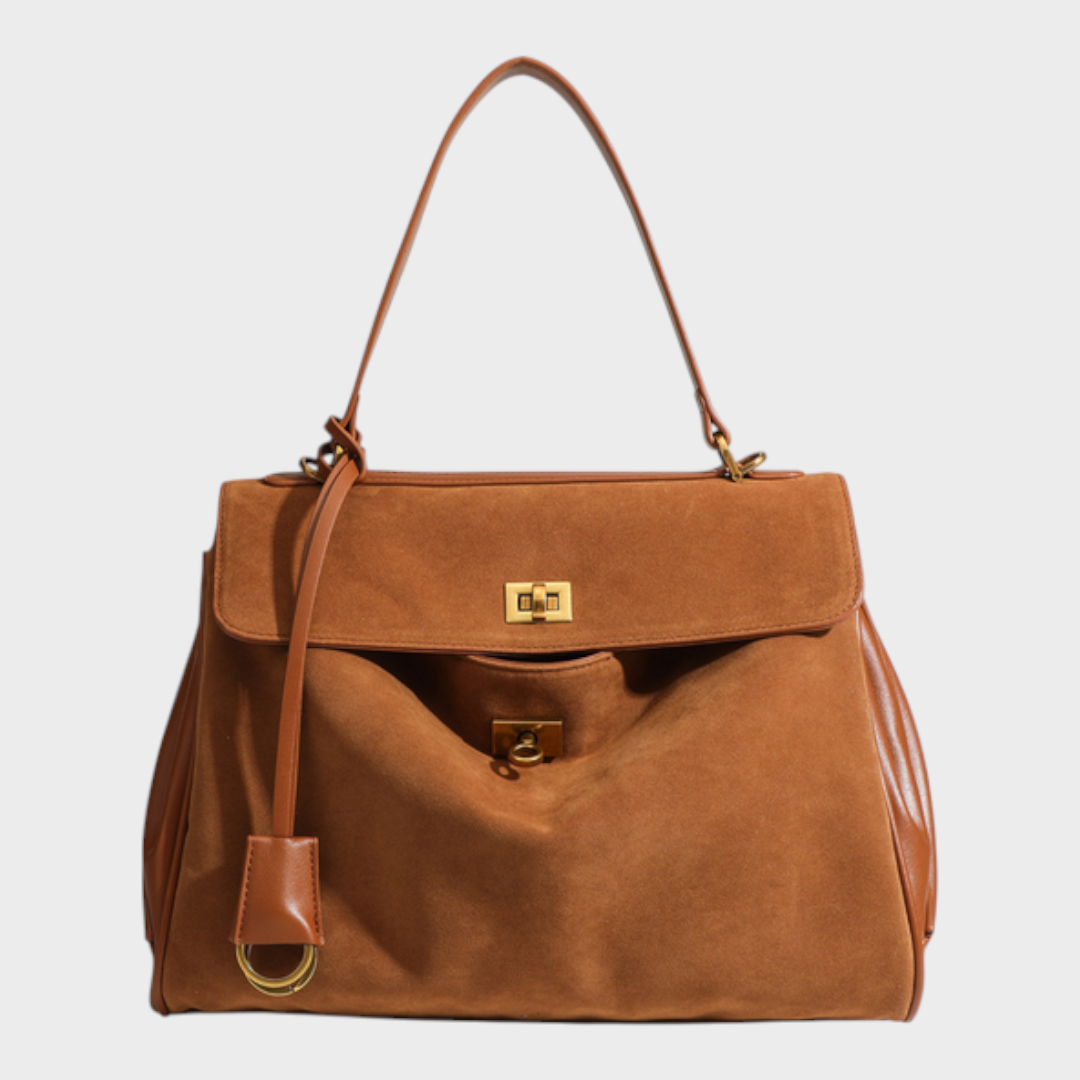Structured Leather Handbag with Magnetic Flap