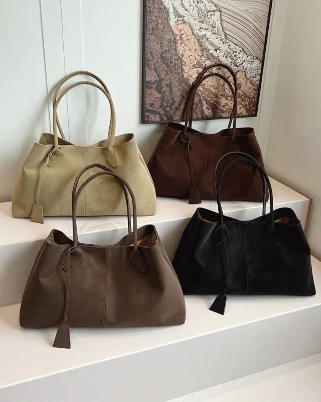 Slim Handle Faux Leather Tote
