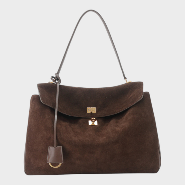 Structured Leather Handbag with Magnetic Flap