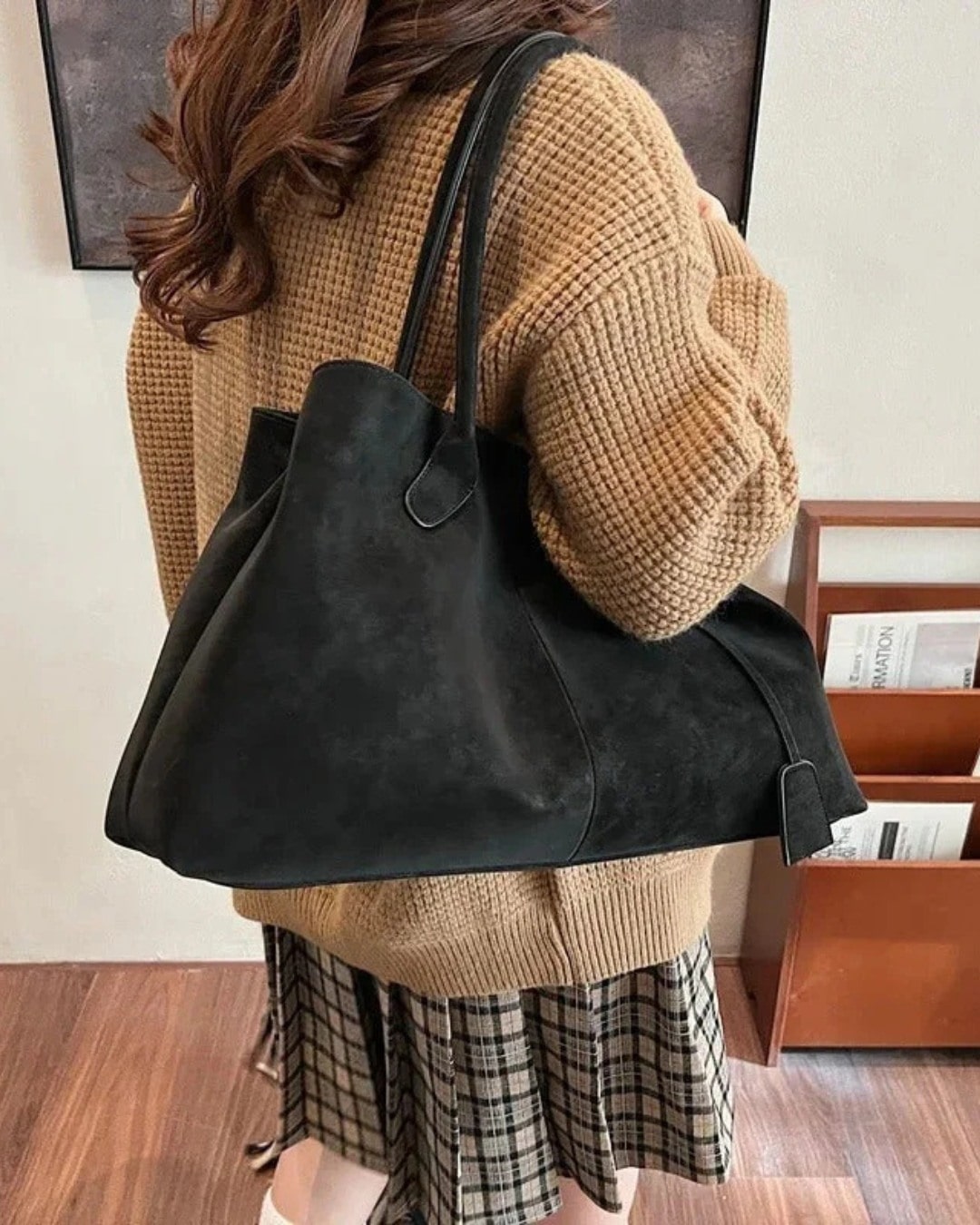 Slim Handle Faux Leather Tote