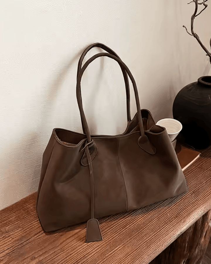 Slim Handle Faux Leather Tote