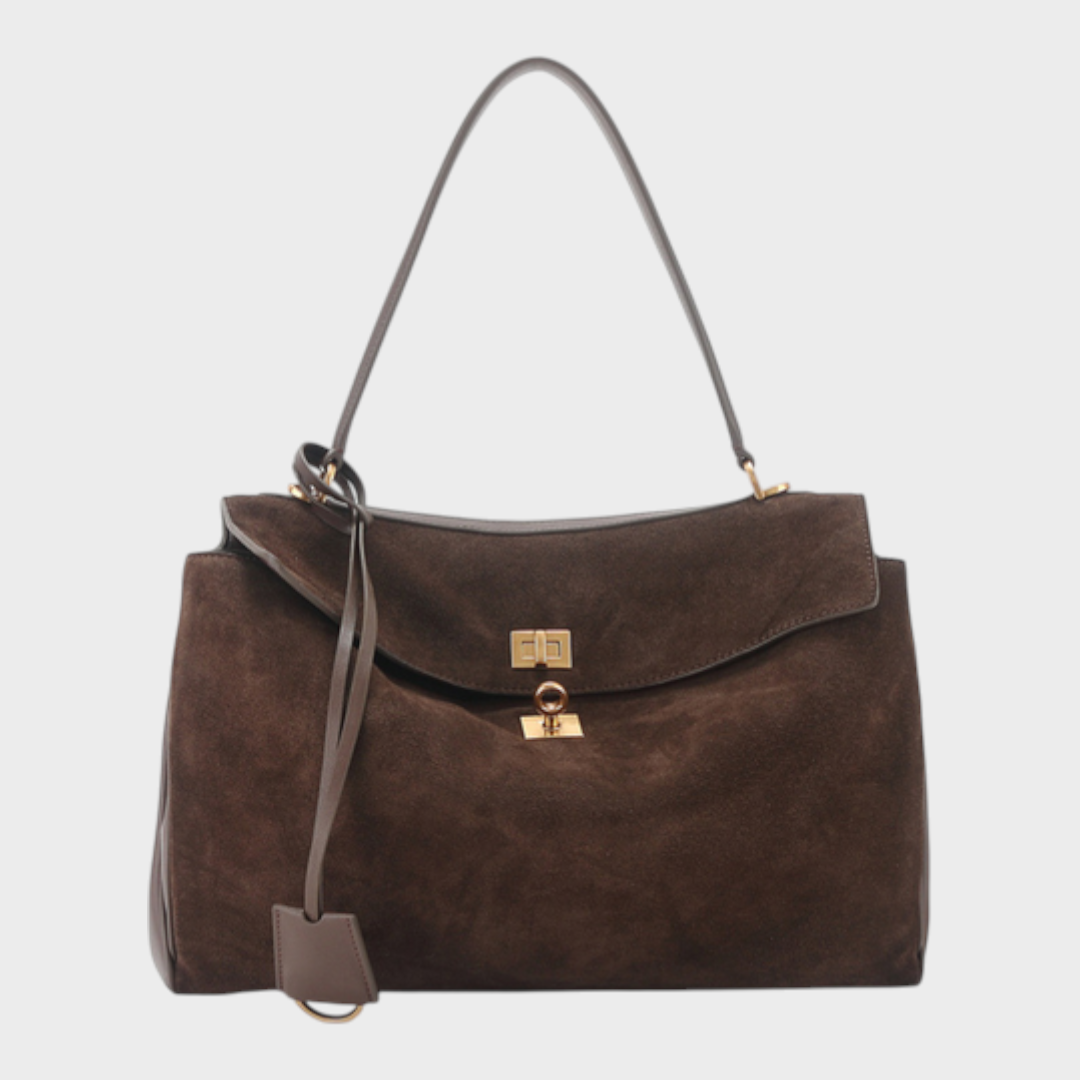 Structured Leather Handbag with Magnetic Flap