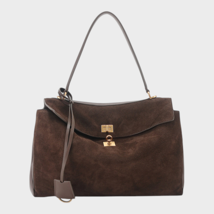 Structured Leather Handbag with Magnetic Flap