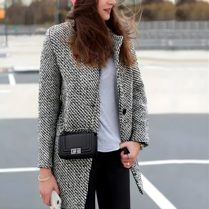 CLARA | Plaid Long Sleeve Jacket With Side Pockets