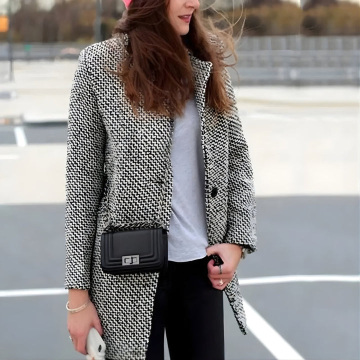CLARA | Plaid Long Sleeve Jacket With Side Pockets