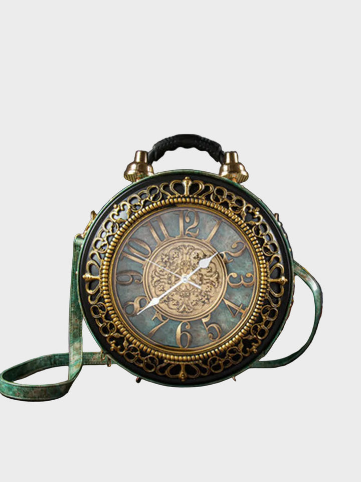 Vintage Clock-Detail Crossbody Bag
