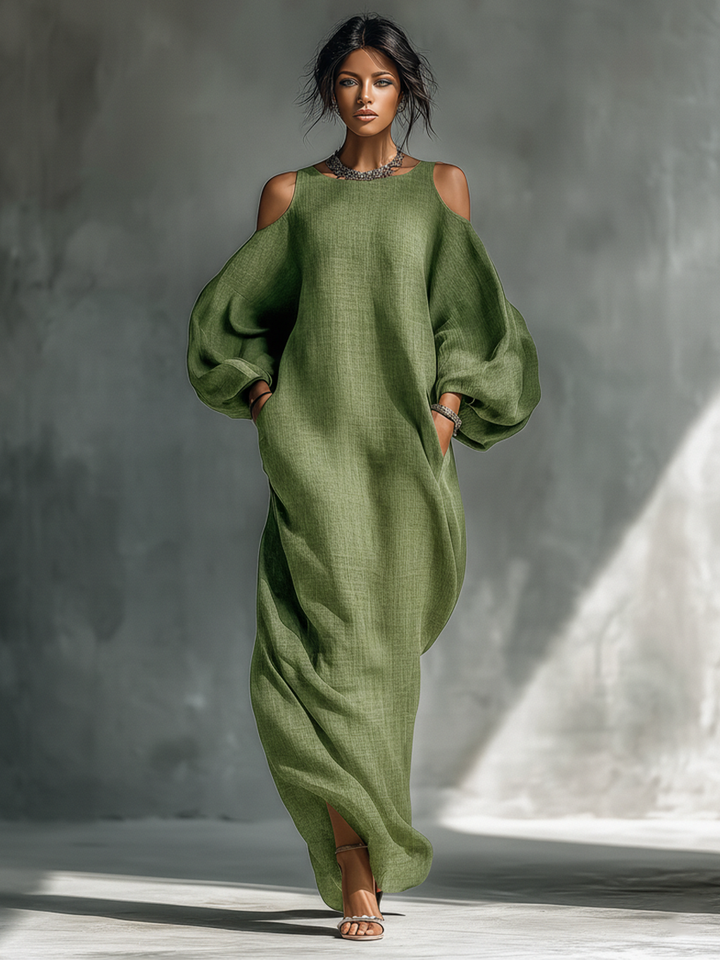 AOIBHFHÍN | ELEGANT COLD-SHOULDER FLOWING MAXI DRESS