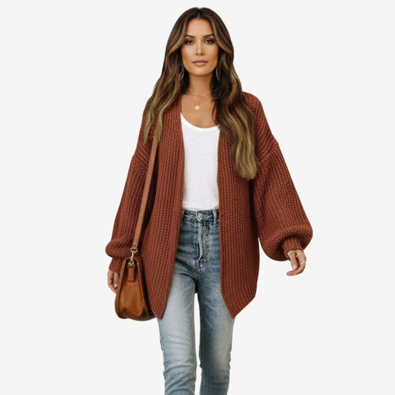 HAZEL | OPEN-FRONT RIBBED LONG SLEEVE CARDIGAN