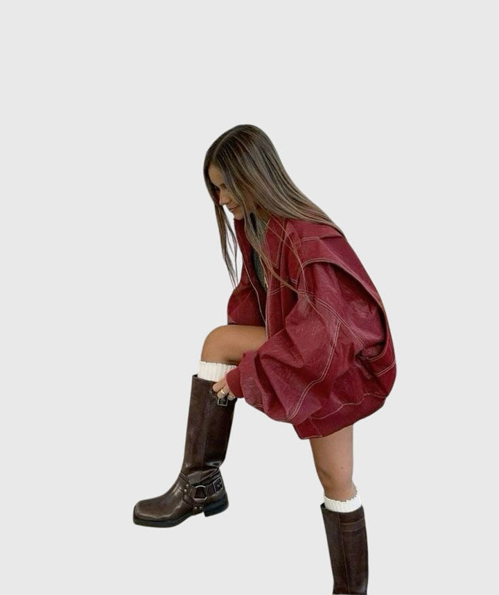 Faye  - Oversized Leather Jacket