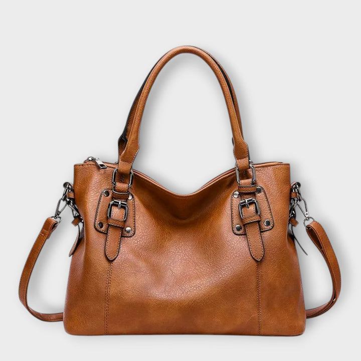 Leather Shoulder Bag with Magnetic Flap