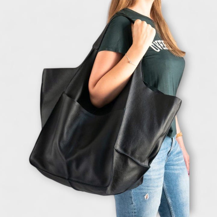 Oversized Faux Leather Weekend Bag