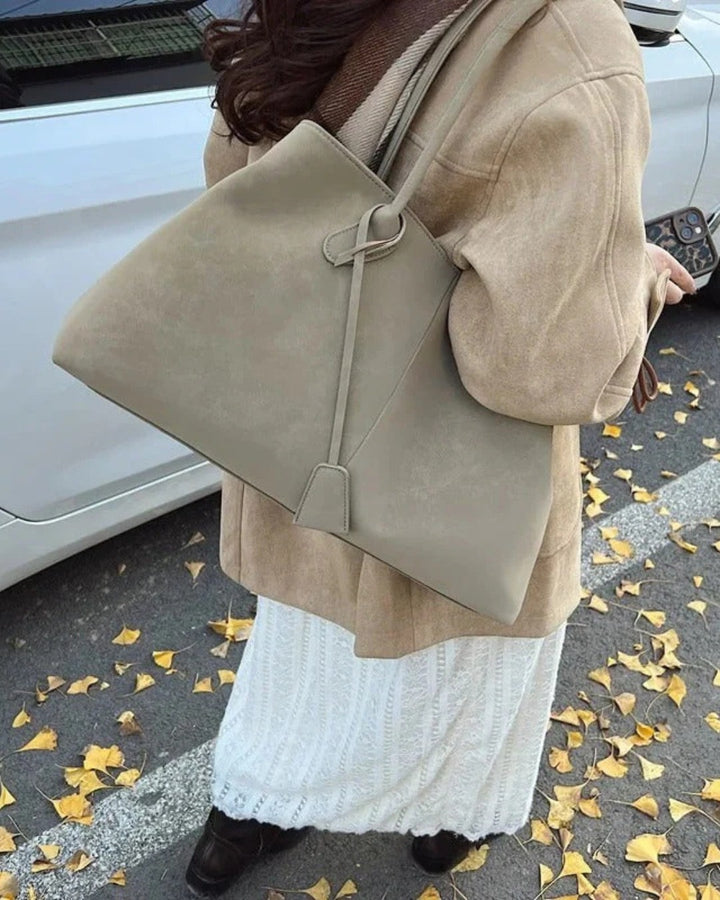 Slim Handle Faux Leather Tote