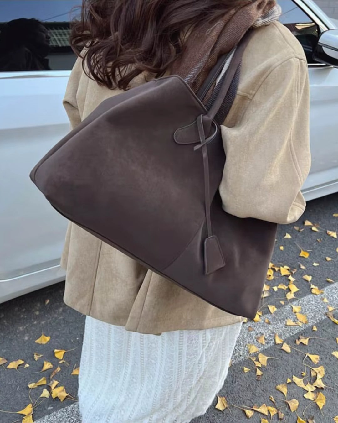 Slim Handle Faux Leather Tote