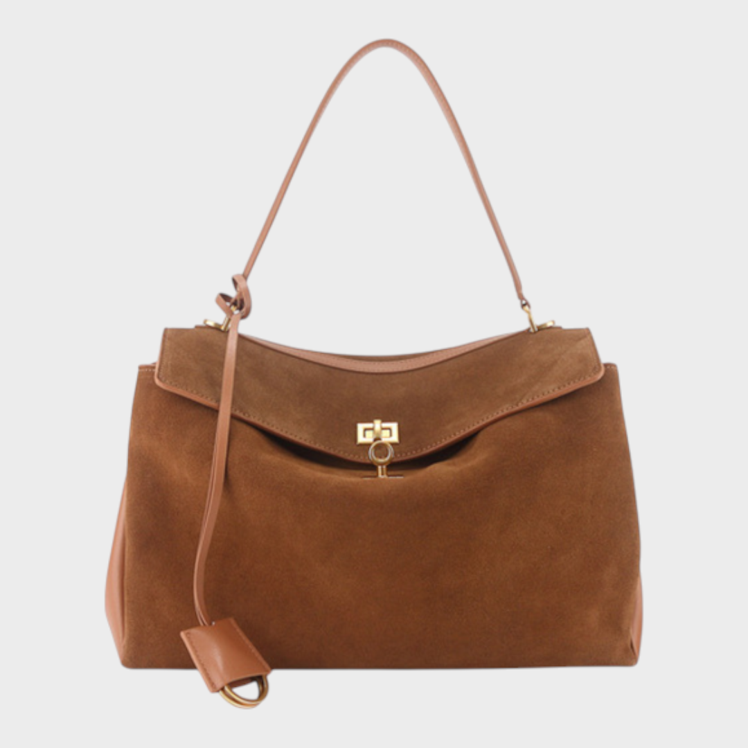 Structured Leather Handbag with Magnetic Flap