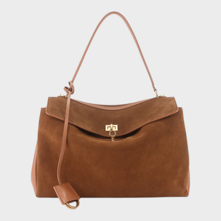 Structured Leather Handbag with Magnetic Flap