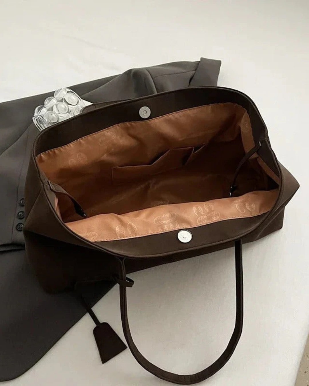 Slim Handle Faux Leather Tote