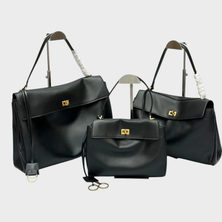 Structured Leather Handbag with Magnetic Flap