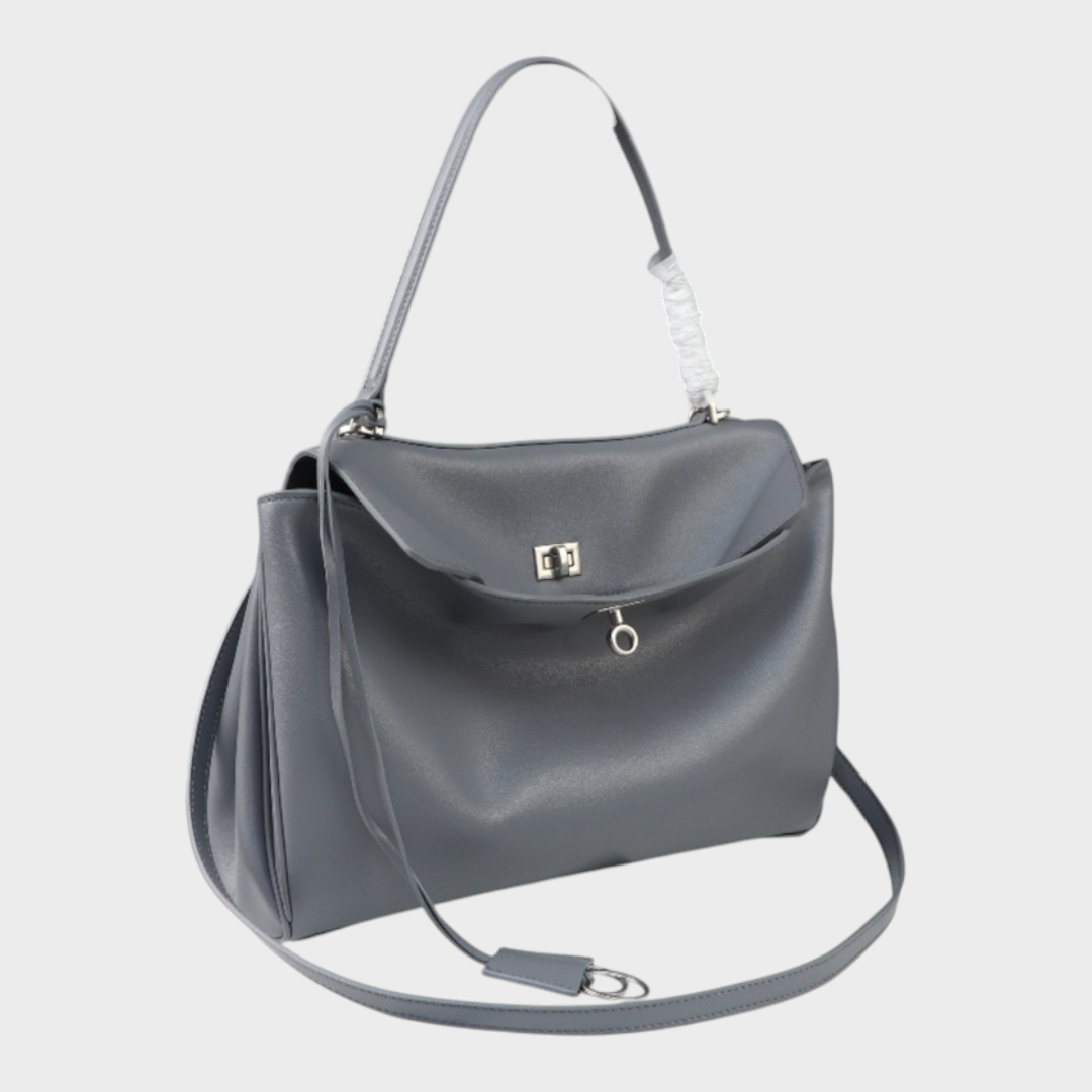 Structured Leather Handbag with Magnetic Flap