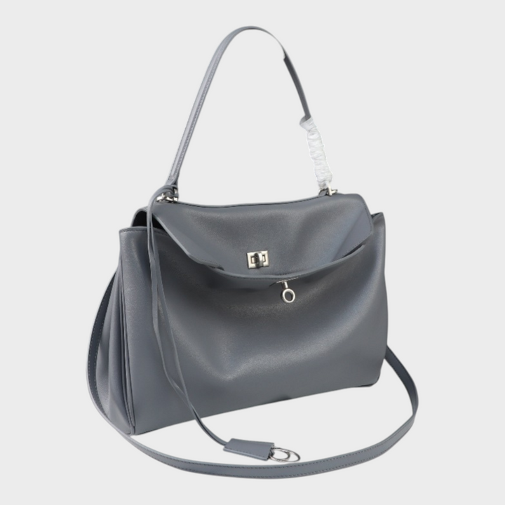 Structured Leather Handbag with Magnetic Flap