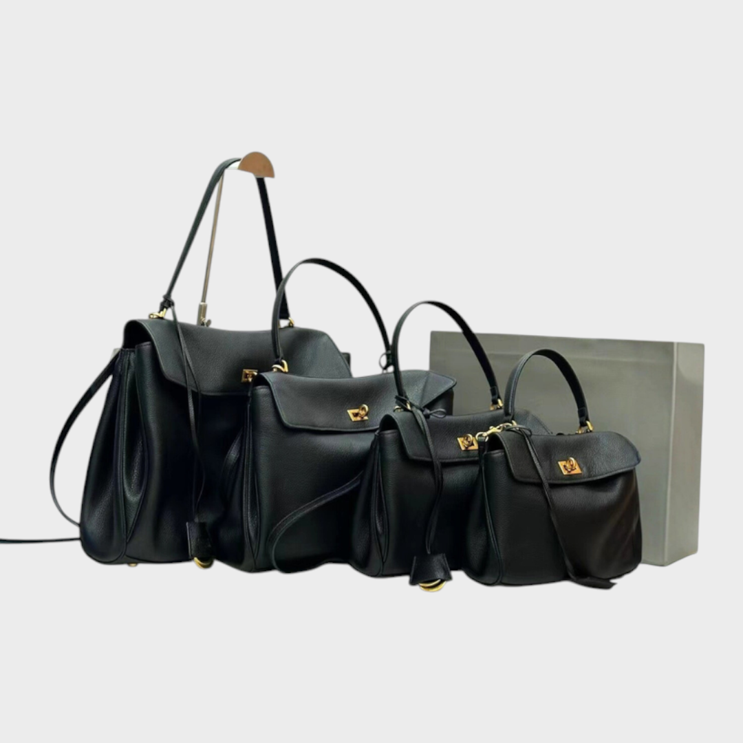 Structured Leather Handbag with Magnetic Flap