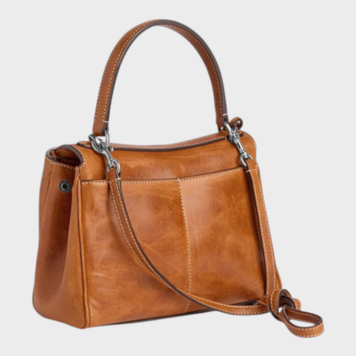 Structured Leather Handbag with Magnetic Flap