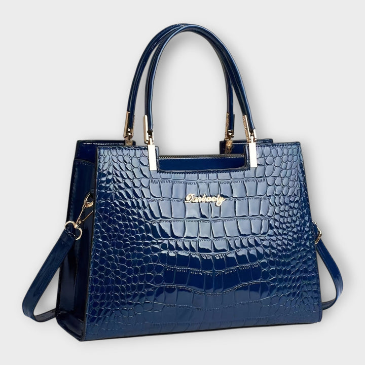 Faux Leather Bag with Crocodile-Embossed Finish