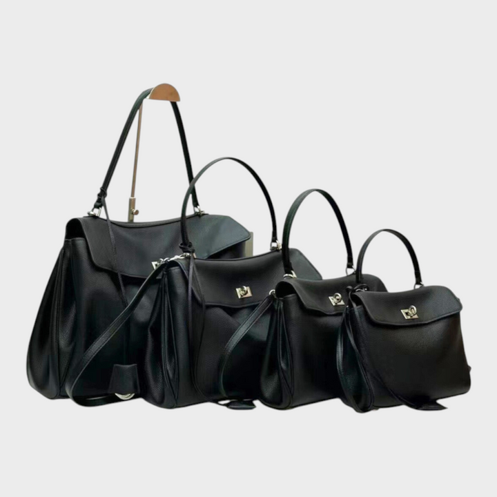 Structured Leather Handbag with Magnetic Flap