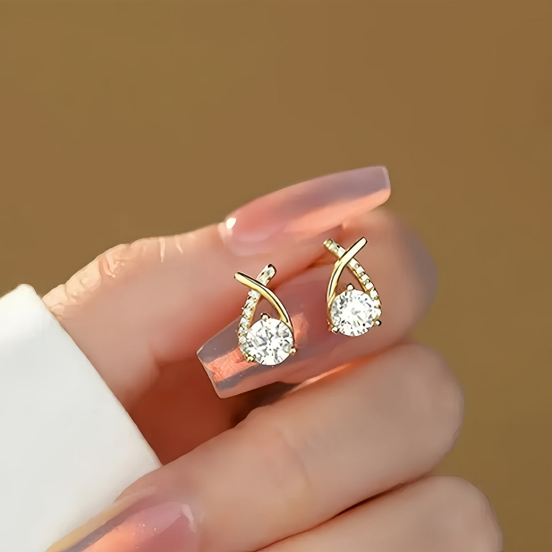 Faith | Gold Cross Earrings with Zirconia