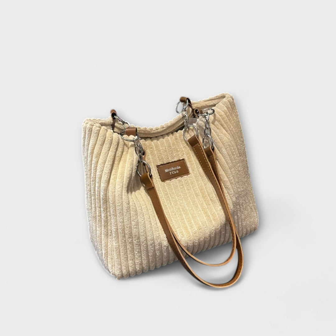 Corduroy Shoulder Bag with Adjustable Strap