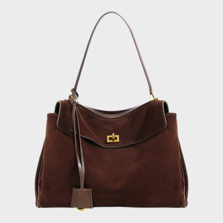 Structured Leather Handbag with Magnetic Flap