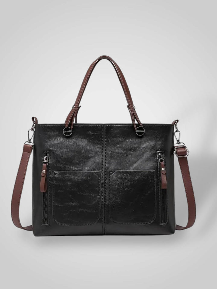 Leather Shoulder Bag with Flap Closure