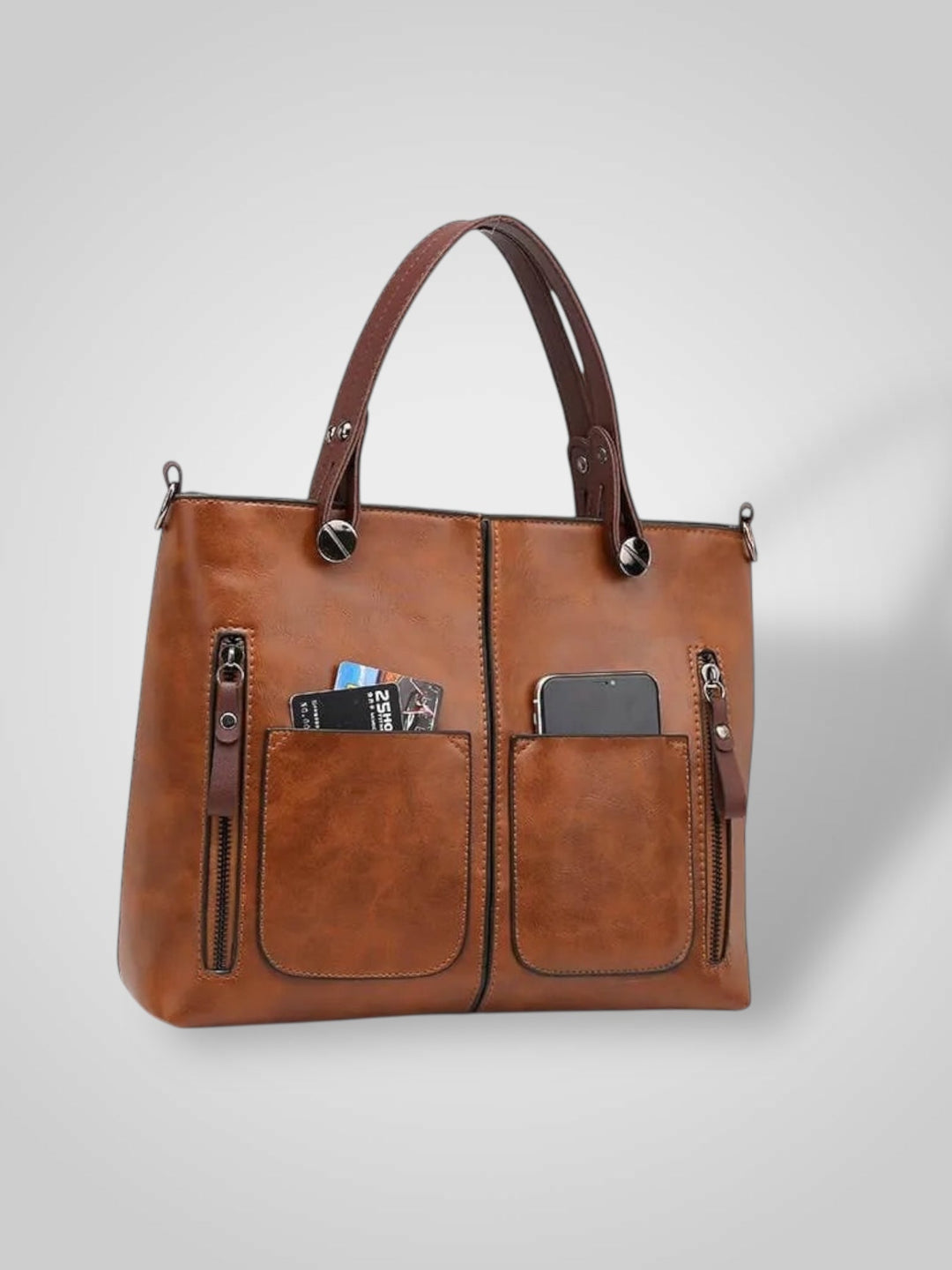 Leather Shoulder Bag with Flap Closure