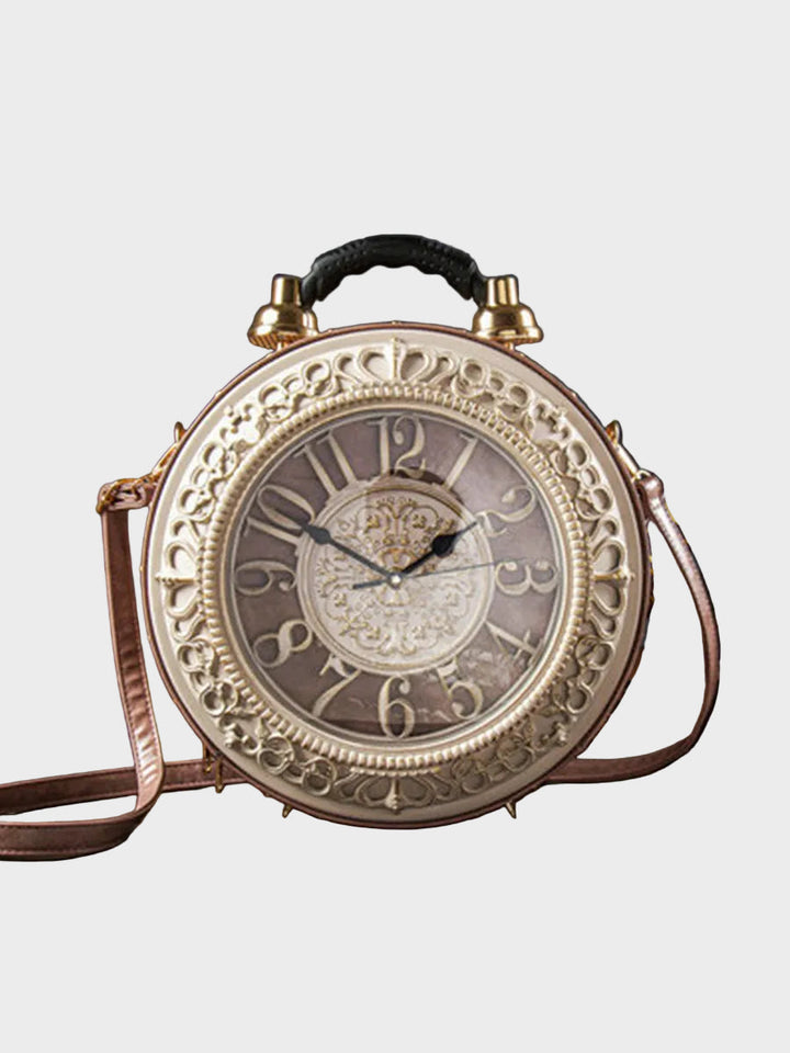 Vintage Clock-Detail Crossbody Bag