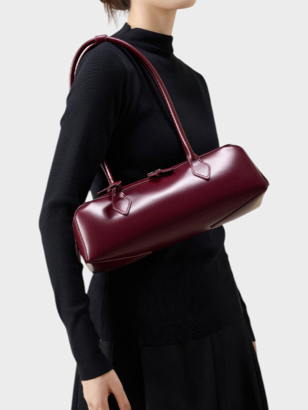 Elongated Leather Shoulder Bag
