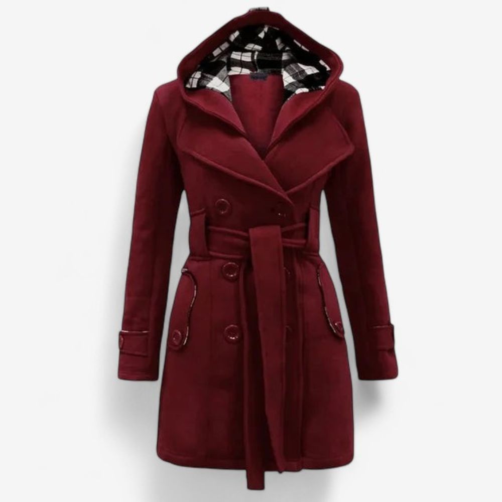 VICTORIA | HOODED TRENCH COAT WITH BUTTON FRONT