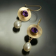 Patricia | Gold Earrings with Purple Zirconia and Pearl