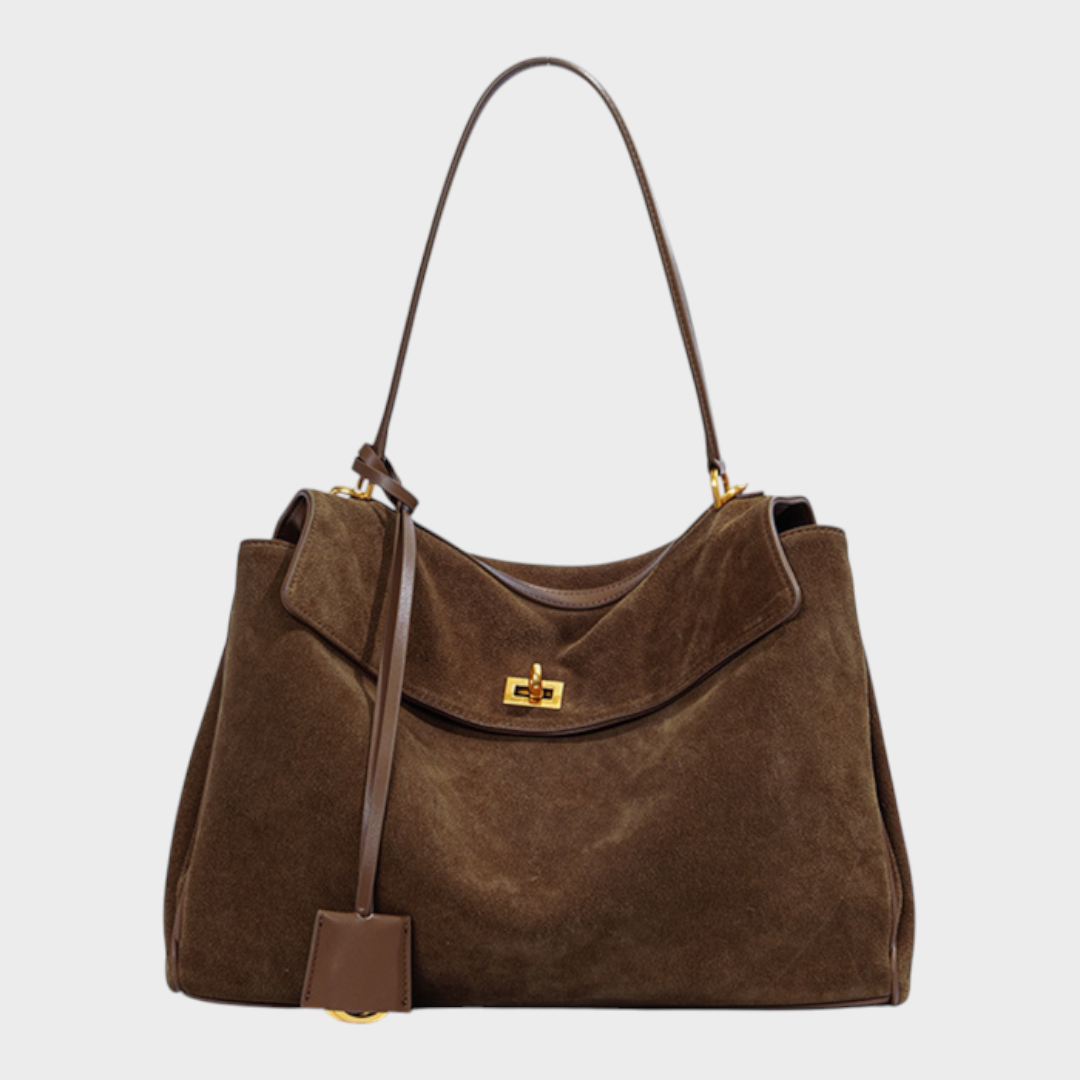 Structured Leather Handbag with Magnetic Flap