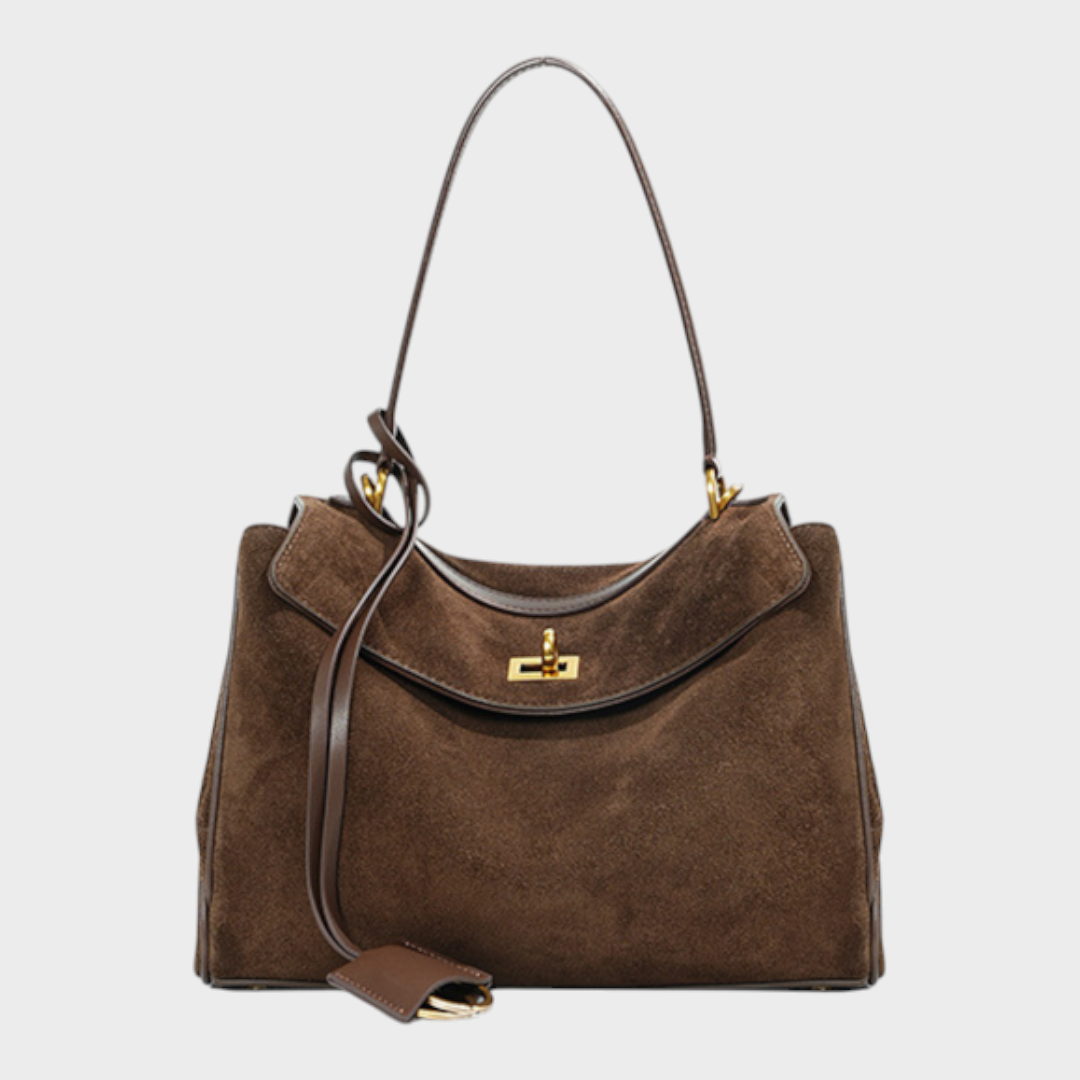 Structured Leather Handbag with Magnetic Flap