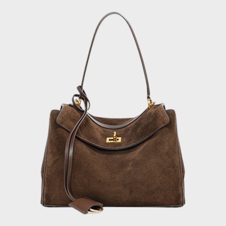 Structured Leather Handbag with Magnetic Flap