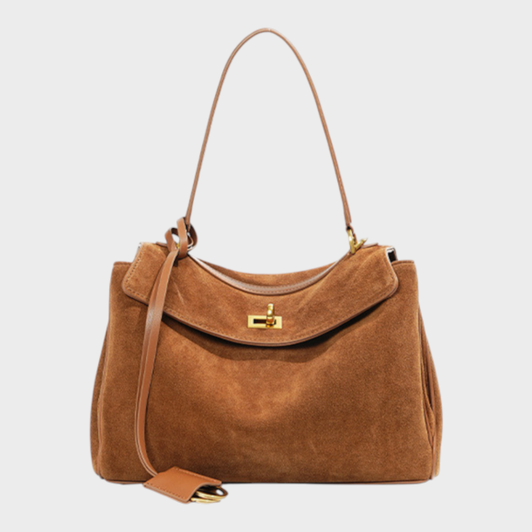 Structured Leather Handbag with Magnetic Flap