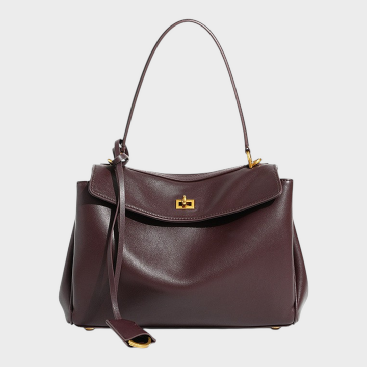 Structured Leather Handbag with Magnetic Flap
