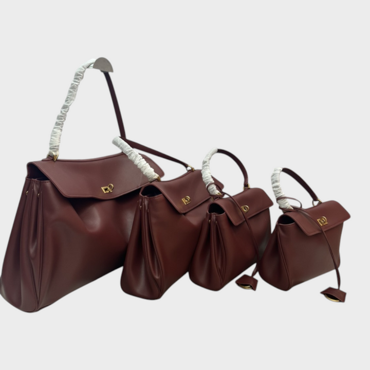 Structured Leather Handbag with Magnetic Flap