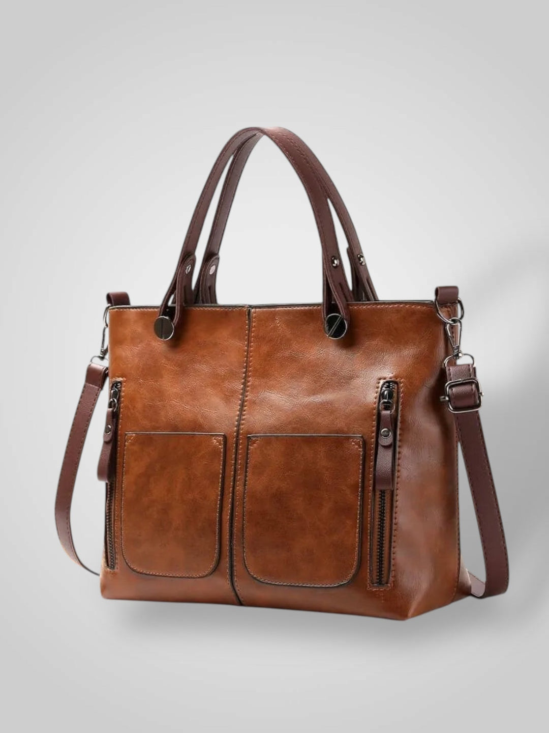 Leather Shoulder Bag with Flap Closure