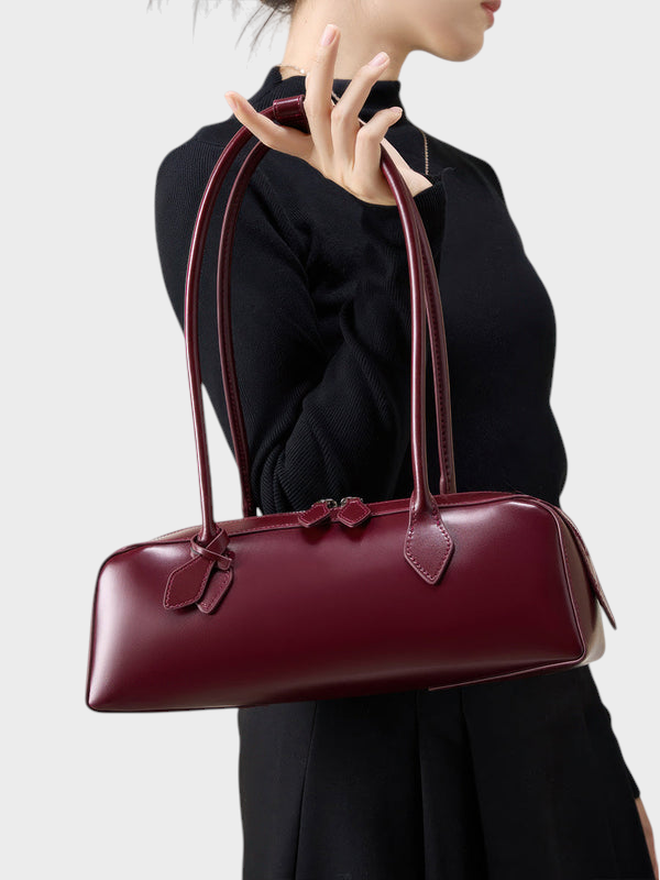 Elongated Leather Shoulder Bag