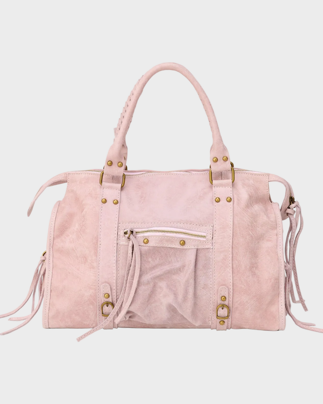 Zip-Top Shoulder Bag with Gold-Tone Hardware