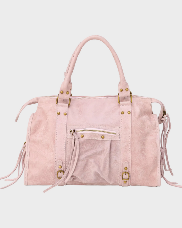 Zip-Top Shoulder Bag with Gold-Tone Hardware
