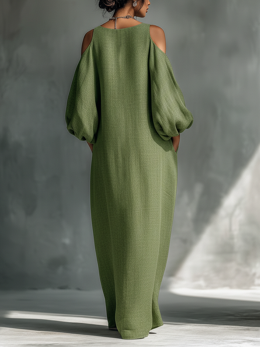 AOIBHFHÍN | ELEGANT COLD-SHOULDER FLOWING MAXI DRESS