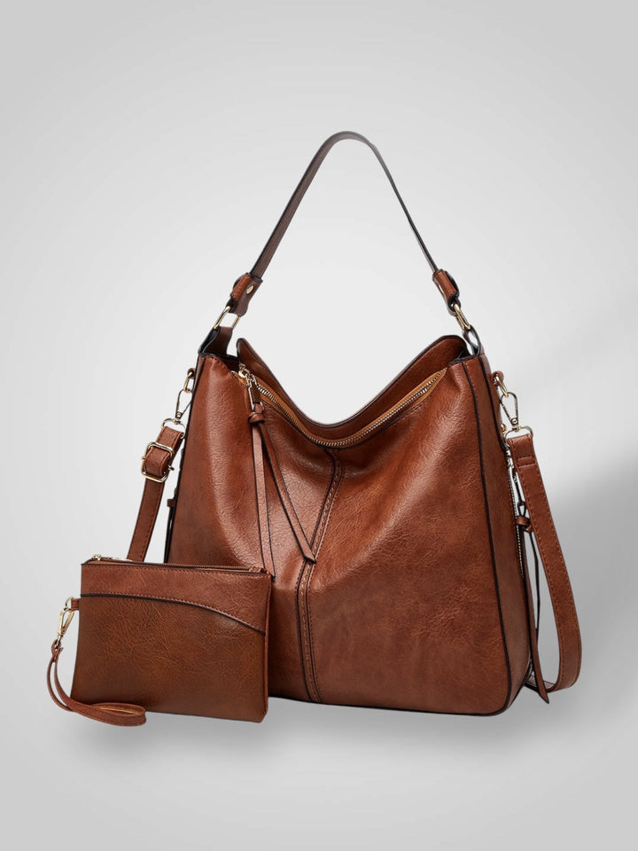 Structured Leather Bag with Convertible Strap