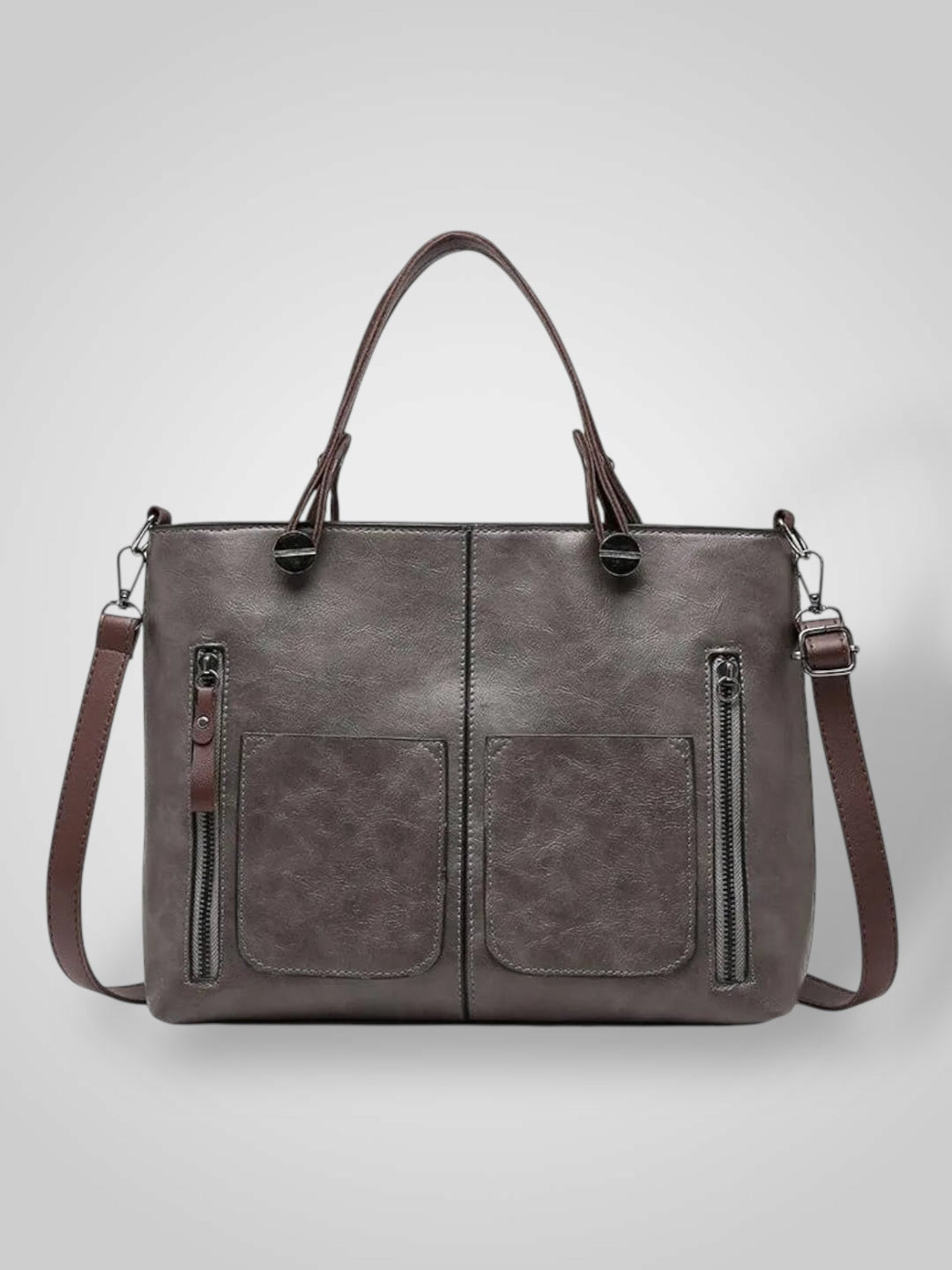 Leather Shoulder Bag with Flap Closure