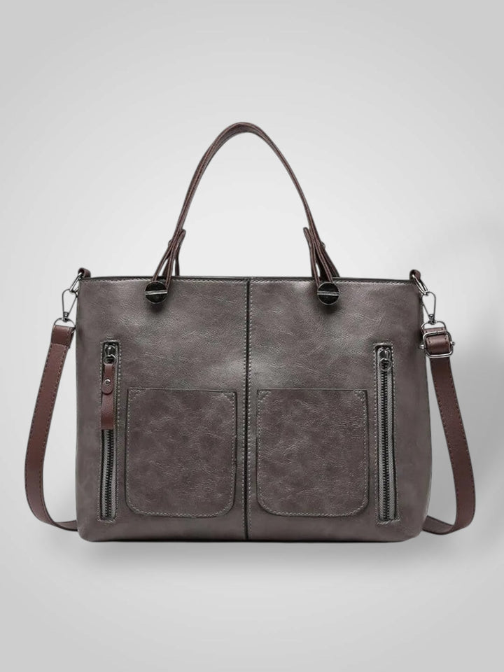 Leather Shoulder Bag with Flap Closure